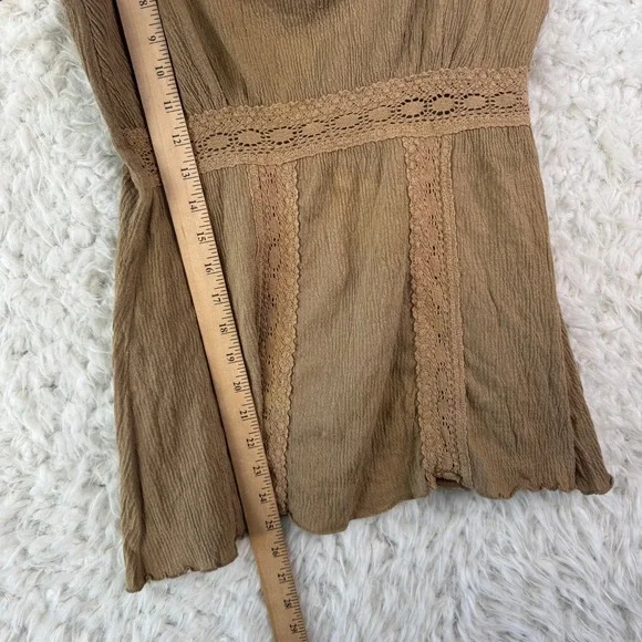 Younique Cami Tank Top Size L Brown Lace Trim Fairycore Y2K Bogo Earthy Bohemian - Picture 5 of 8